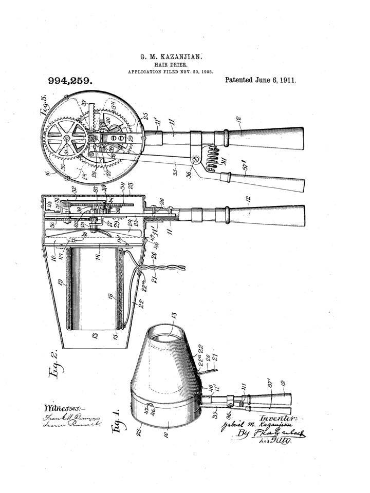 Первый в мире фен был запатентован американским изобретателем армянского происхождения - Габриэлем Казаряном  в Америке, в 1911 году.